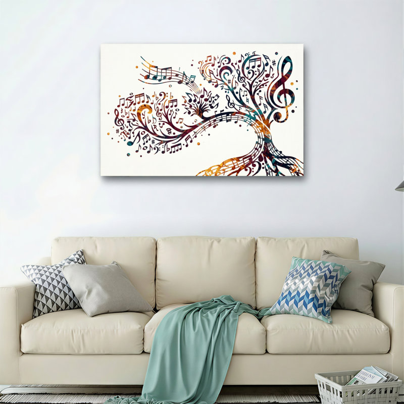 Ensemble de 1 tableau sur toile « Arbre musical », 20"H x 30"W, Wrapped Canvas