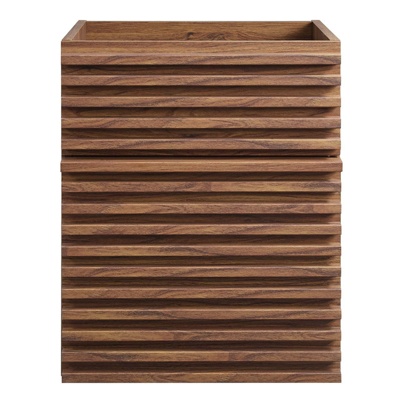 Modway Render 18" Wall Mounted Single Bathroom Vanity Base Only, Walnut