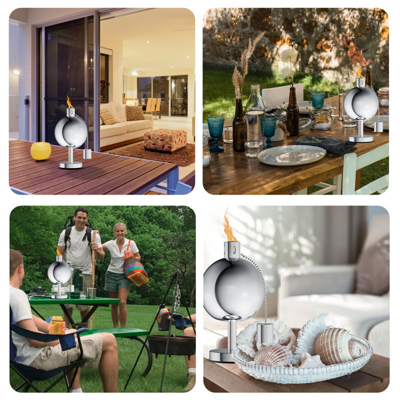 Tabletop Torch Lamp- 10” Stainless Steel Outdoor Fuel Canister Flame Light for Citronella with Fiberglass Wick for Backyard, Patio by Pure Garden Tabletop Torch Lamp- 10” Stainless Steel Outdoor Fuel Canister Flame Light for Citronella with Fiberglass Wick for Backyard, Patio by Pure Garden