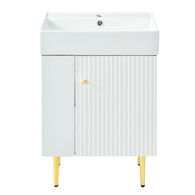 Meuble-lavabo de salle de bain en céramique 21,6 po - blanc, et assurance de la qualité, teinture - Sanitaire, chaleur - belle égratignure - finition, teinture - surface hygiénique, tendance