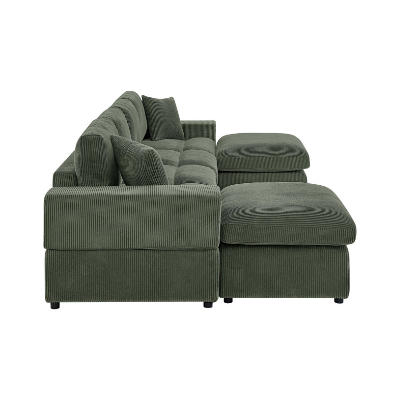 Canapé modulaire symétrique en velours côtelé, Green