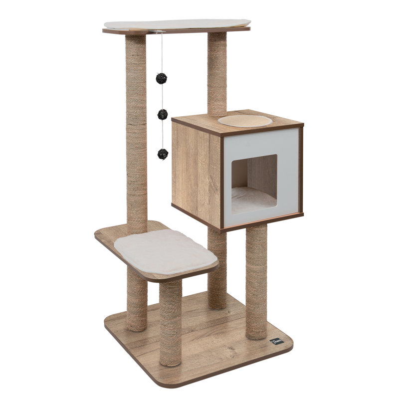 47.8'' H Cat Tree, 17.52" H x 11.3" W x 22.99" L, Dark Brown