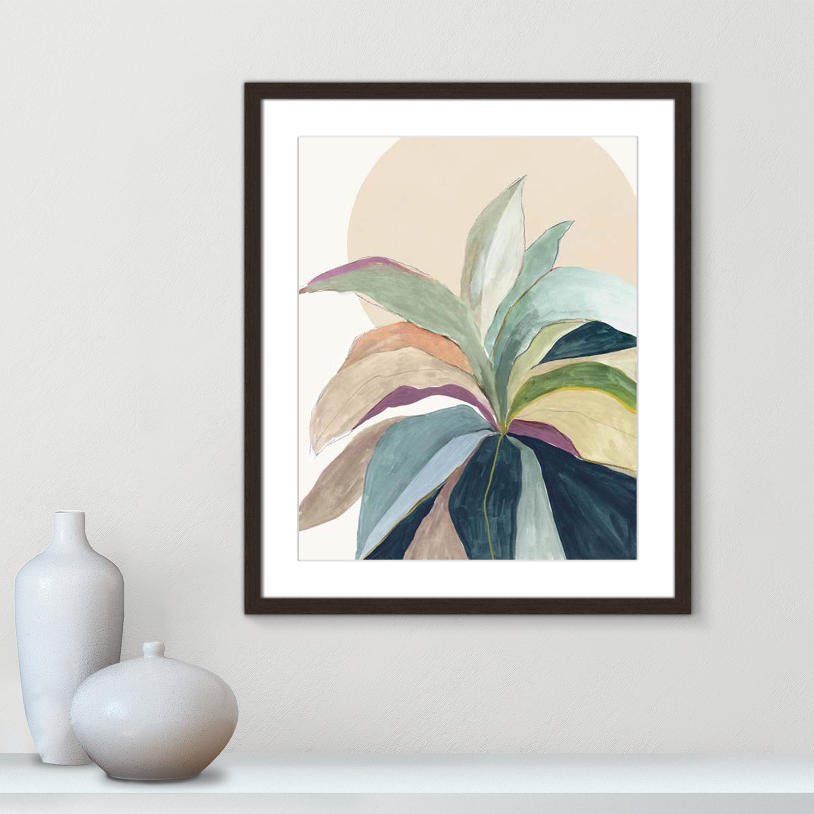 Sherbrooke Sunny Bright Leaves II by Asia Jensen Print, Yes, Walnut Single Picture Frame, 25.5" H x 21.5" W x 1.25" D