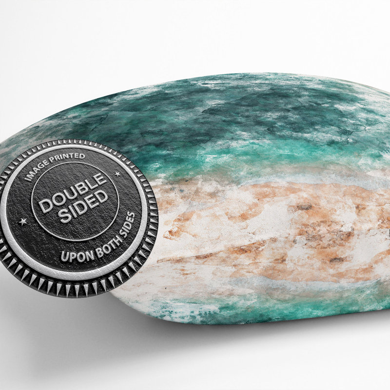 Ocean Meets the Sand Watercolour Cushion with Filling, 55cm H x 55cm W x 20cm D