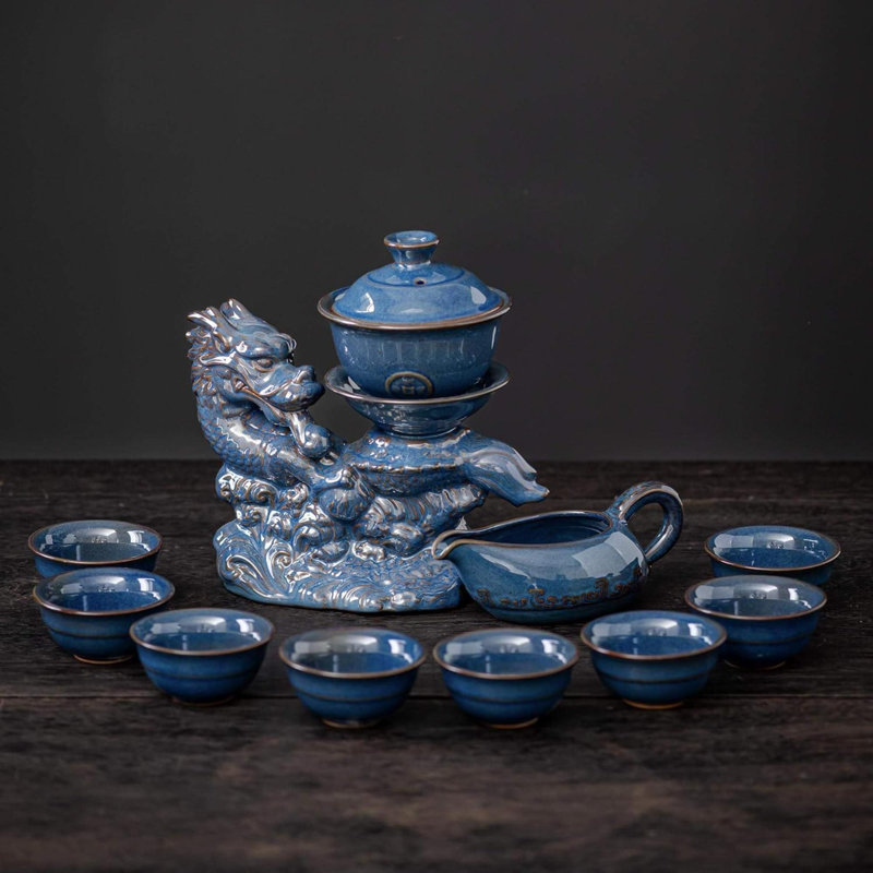 Théière en céramique avec infuseur théière semi-automatique avec 8 tasses dégradé de couleur