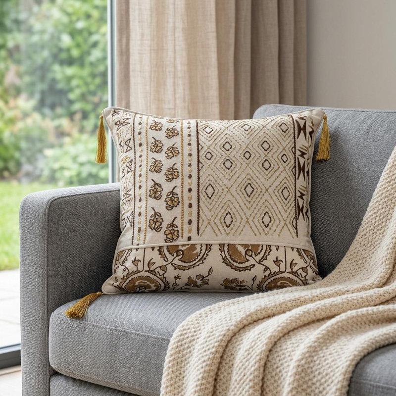 Coussin décoratif transitionnel Parkland Marjolaine beige