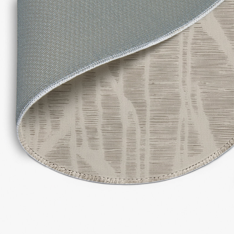 Abstract Beige Indoor and Outdoor Area Rug, Round 5'