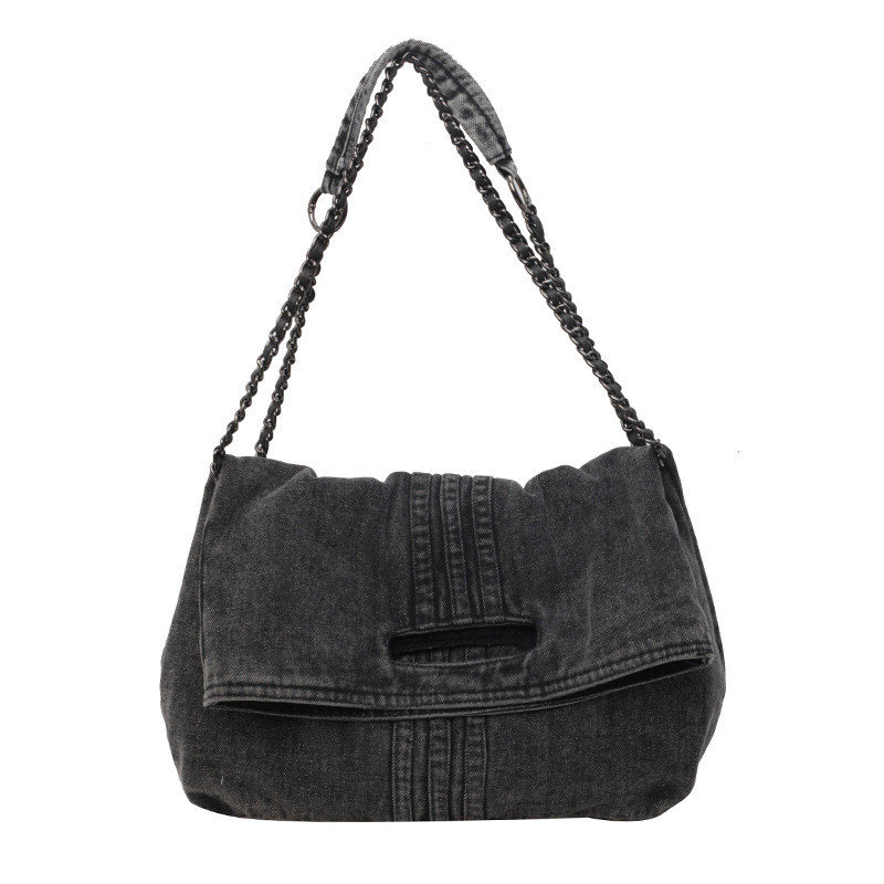 Sac à dos Sac en denim Sac à bandoulière à grande capacité, A