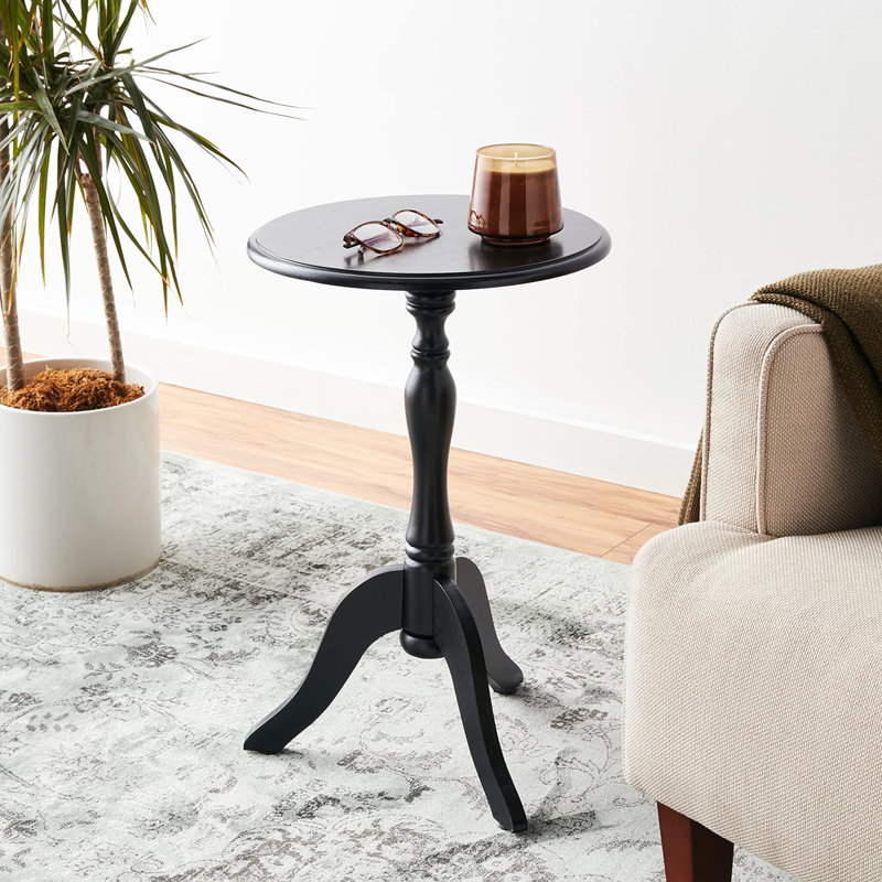 24 Round Pedestal Accent End Table, Black