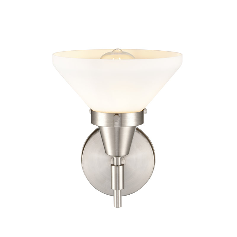 Applique murale à bras en acier 1 lumière Amede, Nickel satiné, Beige