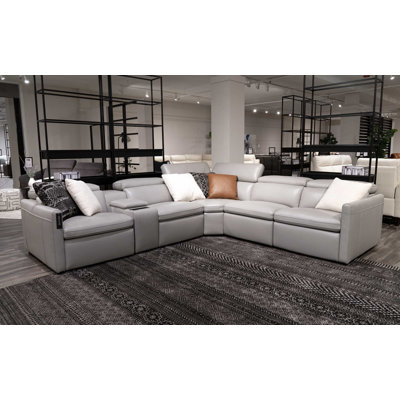 Upholstered Power Reclining L-Shaped Sectional Reversible