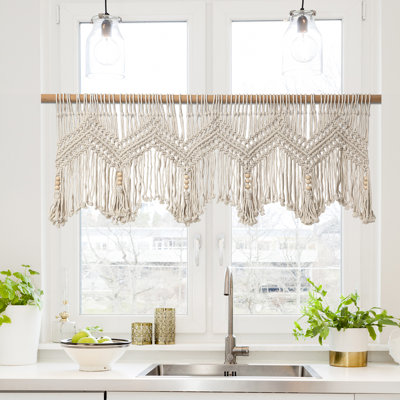 Cotton Scalloped 52'' W Window Valance in Ivory