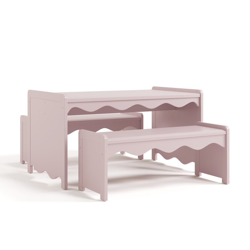 Casablanca Deluxe Montessori Indoor Kids Table And Bench Set, Blush