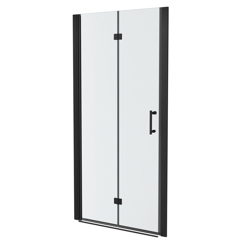 Matte Black Frameless Pivoting Shower Door with Tempered Glass