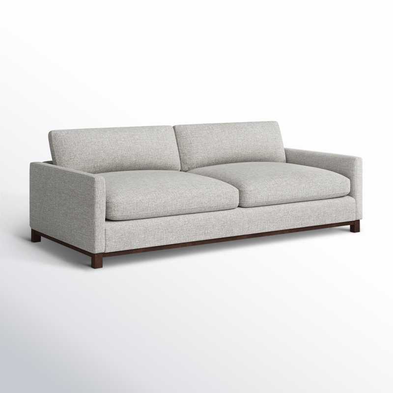 Canapé rembourré Liz, Bois naturel, H 32,28 po x l 101,97 po x P 39,37 po, Lin en tweed de coton Flannigan