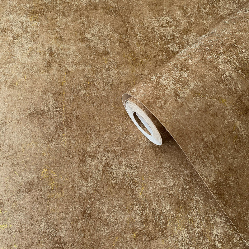 Elegance Collection Metallic Plaster Wallpaper Roll, Bronze
