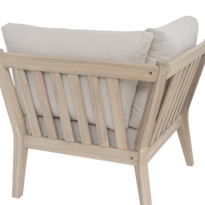 Amina Outdoor Solid Wood Acacia Corner Chair with Cushions