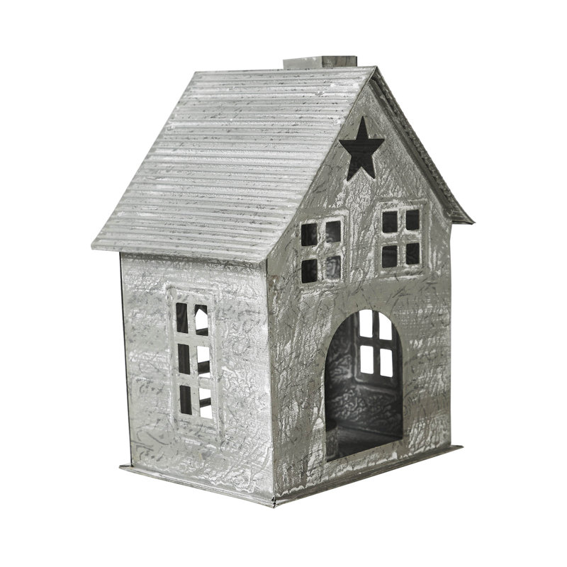 Porte-bougie festive en métal H 7,25 x 5,5 x 4,75