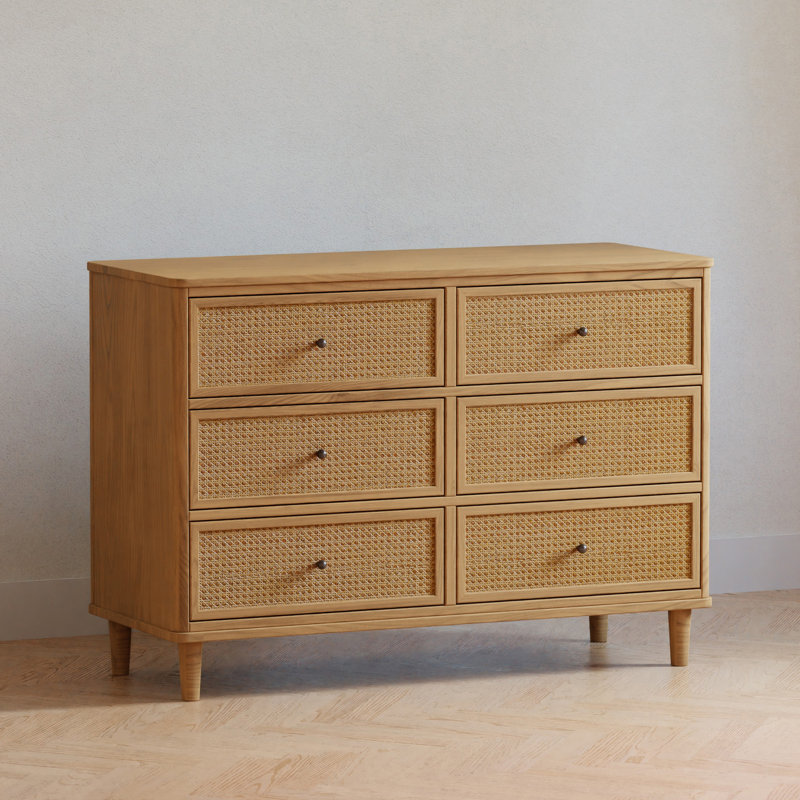 Marin with Cane 6 Drawer Dresser, Honey/ Honey Cane