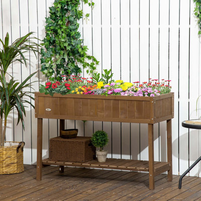 Lit de jardin surélevé de 43 po x 18 po x 30 po Outsunny avec 8 poches et tablette