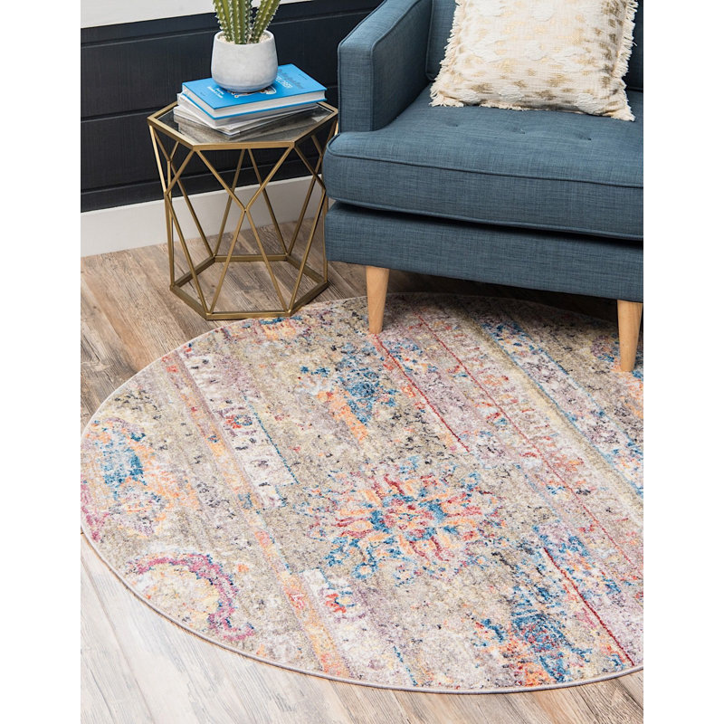 Geometric Indoor Rug, Round 3'3"