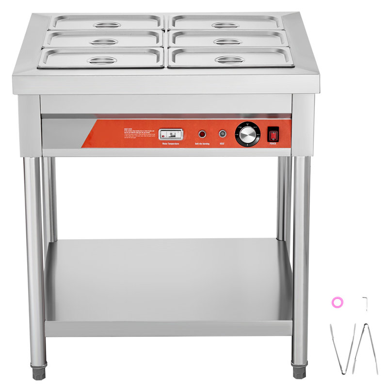 6 réchauds à vapeur électriques commerciaux avec 1/3 casseroles