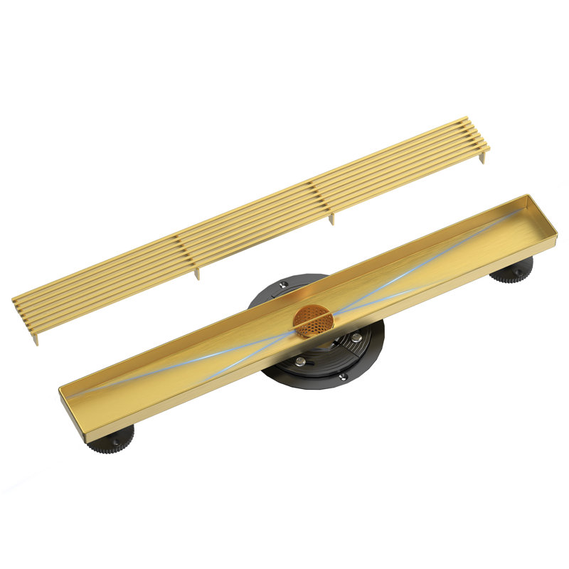 Drain de douche rectangulaire 24 "x 2,75", Brushed Gold