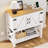 Farmhouse Console Table with Power Outlet, Entryway  Table with Storage Cabinet & Shelf,  Coffee Bar for Hallway, Kitchen, Living Room, White