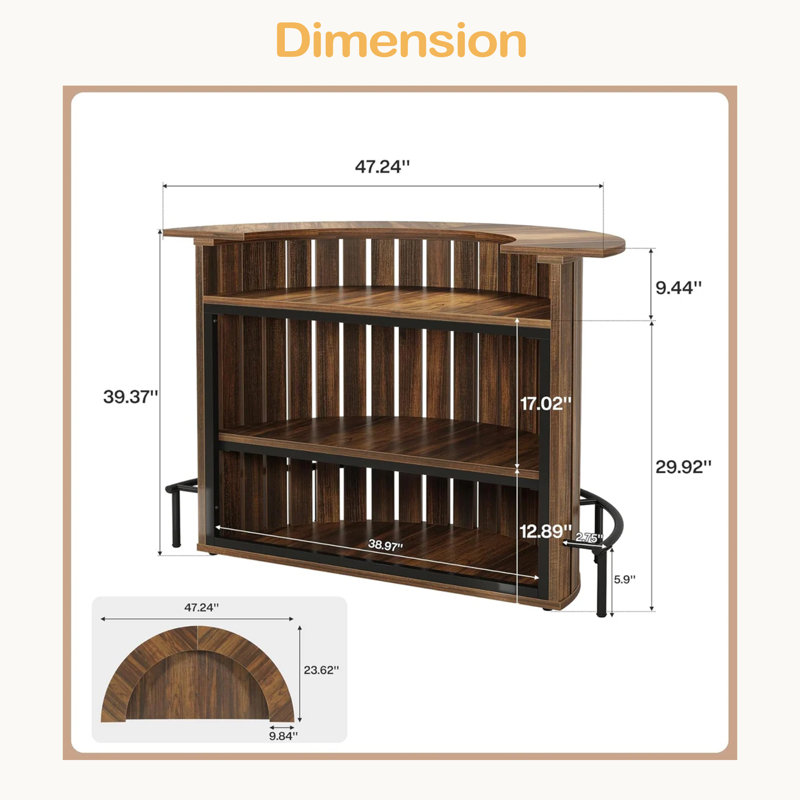 Stylish Bar Table,Arc-Shaped Bar Cabinet,Coffee Table