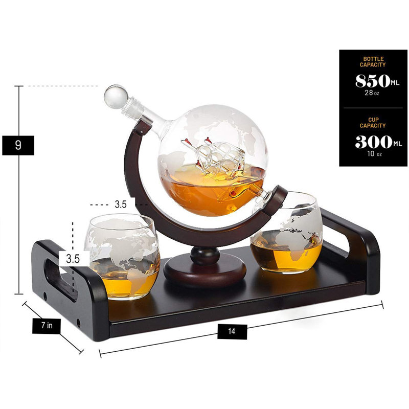 Alonso Glass 3 - Piece Whiskey Decanter Set