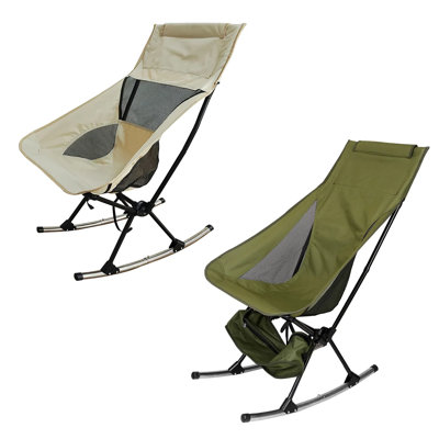 Portable Folding Rocking Chair With Carry Bag, 198lbs Capacity, High Back Armless Rocker For Camping, Patio, Beach, And Lawn