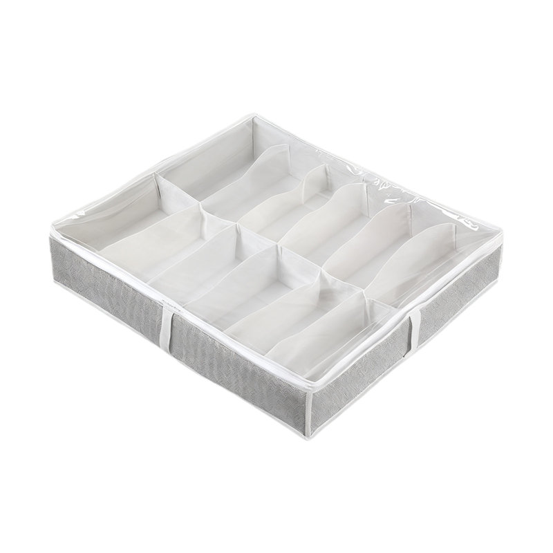Under Bed Shoe Organizer  5.1 Inches High  Low-profile Fabric Shoe Box With Clear Lid  Foldable Storage Bag   Holds 12 Shoes