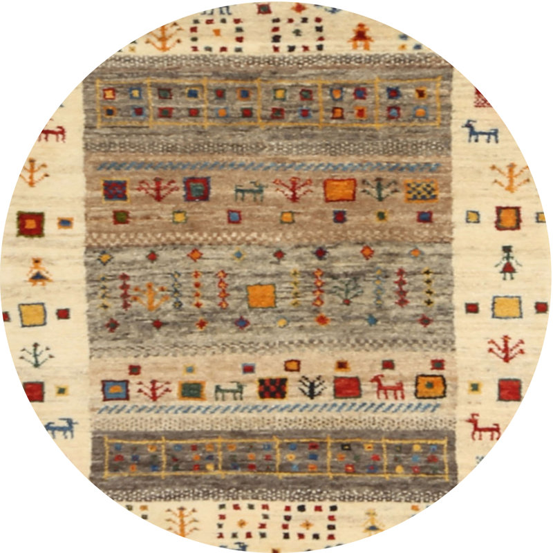 Tapis brun/vert/gris zone contemporaine, Rond 8 pi