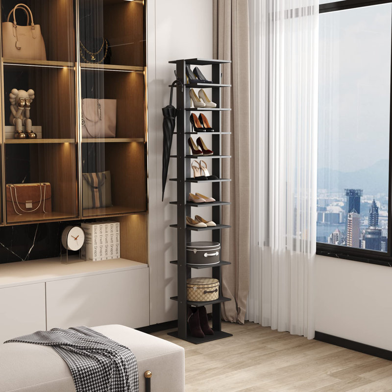 10 Tier Shoe Rack,Shoe Tower for Small Spaces, Black