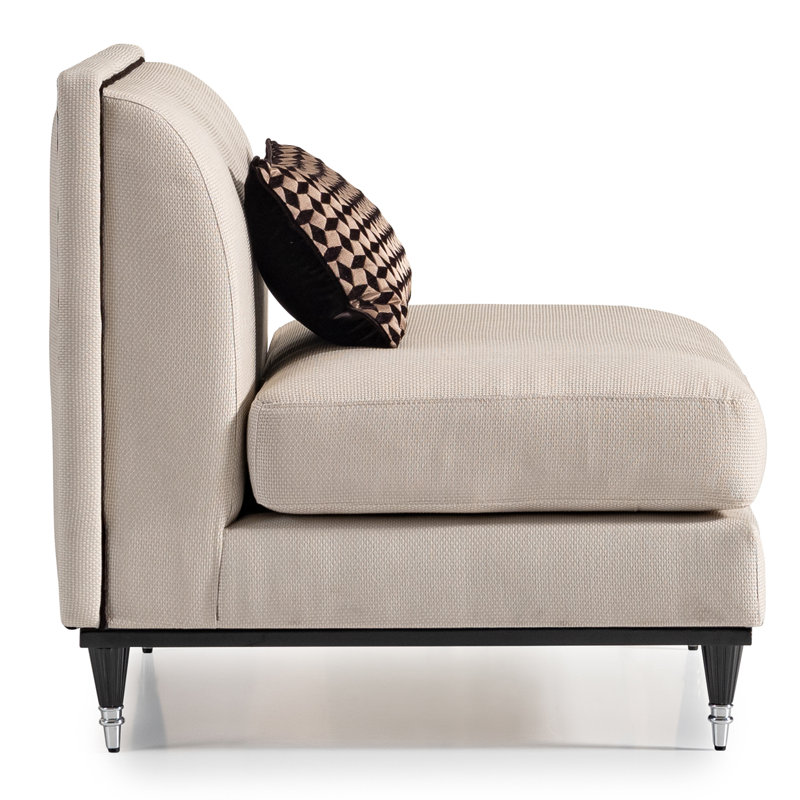 La Francaise 39'' Wide Slipper Chair, Cream/Ivory Polyester Blend