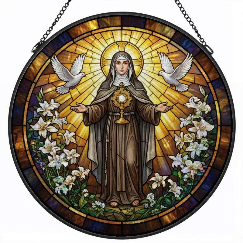 Vitrail Saint Mary ， H 12 po, H 12 po