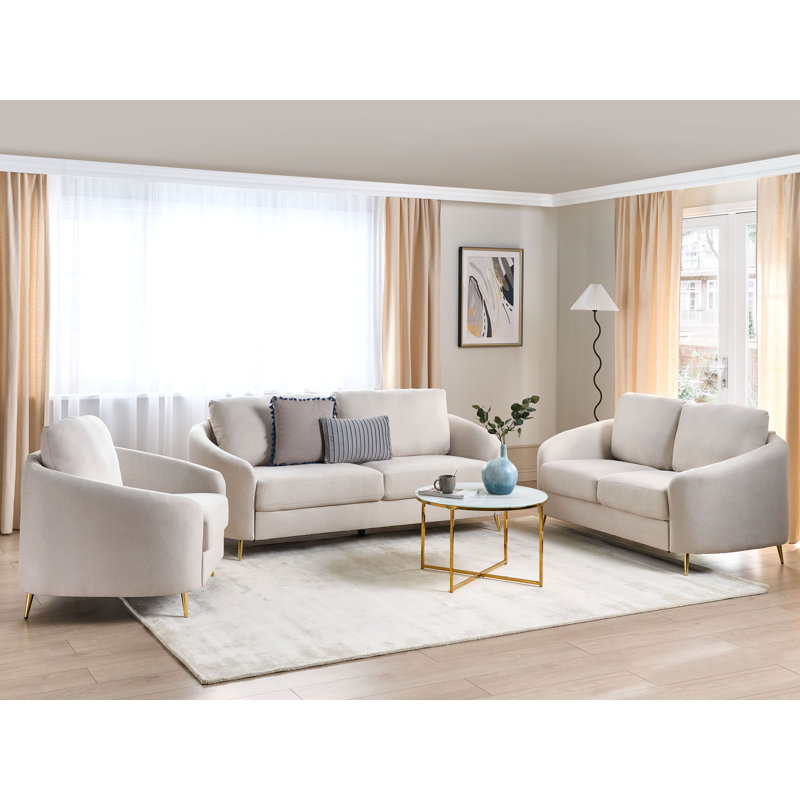 Aaronette 3 - Piece Living Room Set, Light Beige Linen