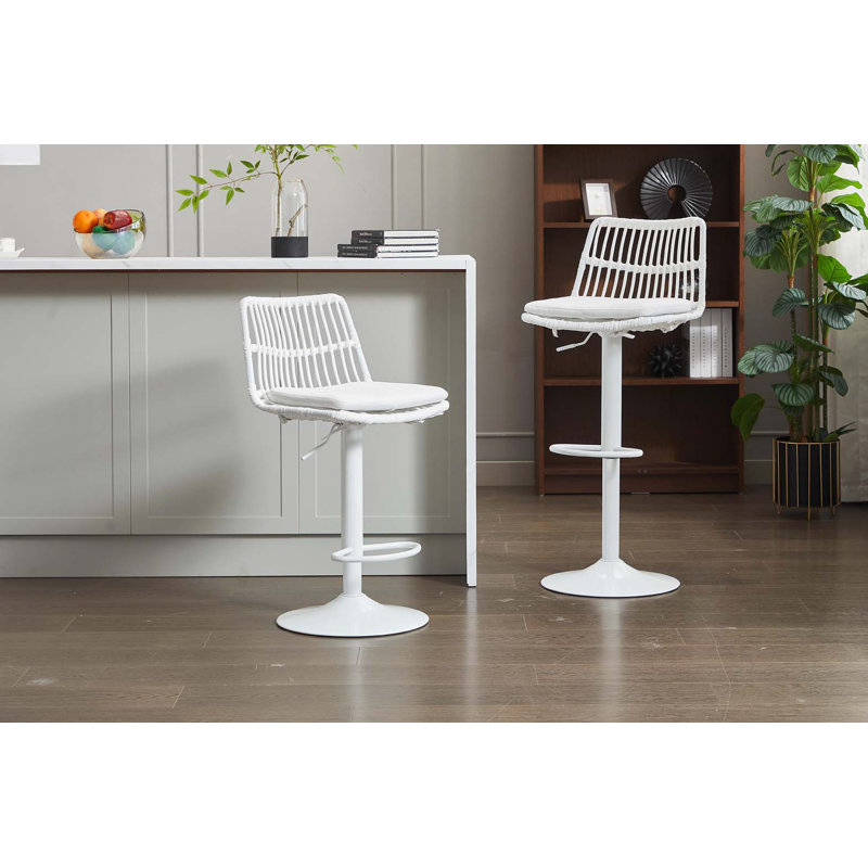 Ensemble de chaises de bar modernes avec coussins moelleux et pieds en fer élégant, ensemble de 2