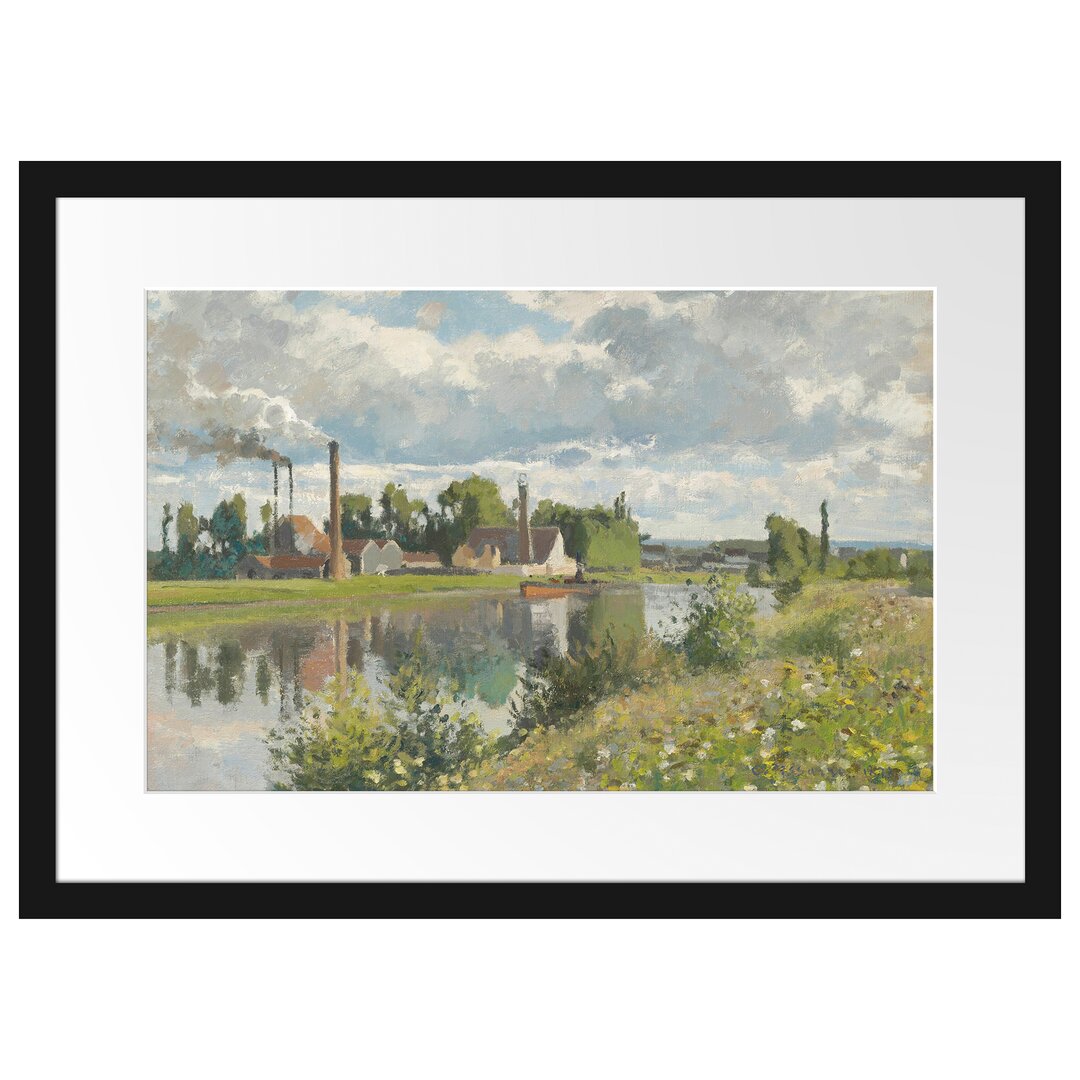 Gerahmter Kunstdruck Usine Au Bord De L'Oise Saint-Ouen-l'Aumône von Camille Pissarro