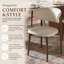 Chaises de salle à manger modernes de style Mid-Century beige, chaises de cuisine en bois de chêne massif brun pour la salle à manger, similicuir blanc cassé, aucun assemblage requis-710856563