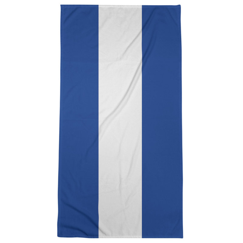 Cotton Blend Beach Towel, Off White/Blue