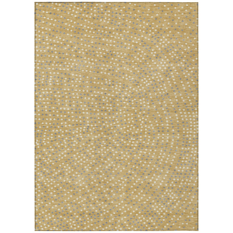 Mirelia Gold Washable Indoor-Outdoor Rug - , 2'6" x 3'10"