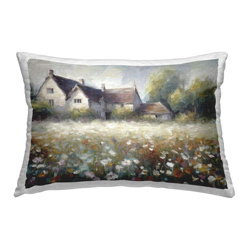 Coussin d'extérieur Cottage House Meadow par Ramona Murdock