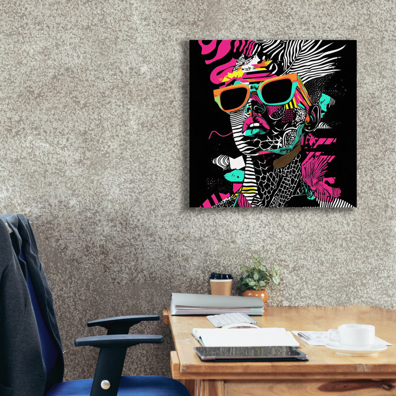 «Neon Night 2» par Rich Monet, art mural sur toile, H 26 po x l 26 po