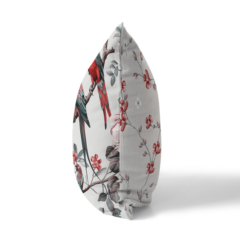 Coussin Parrot Petals Paradise, H 20 po x l 20 po, Rose / argenté