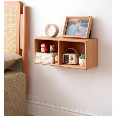 Solid Oak Wall Shelf With Multi-Cubby Design