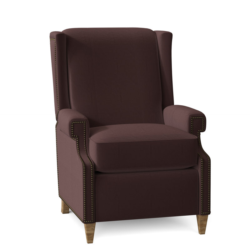 Newberry 30" Wide Genuine Leather Wing Chair Recliner, 1181 Pearl, Espresso, Manual