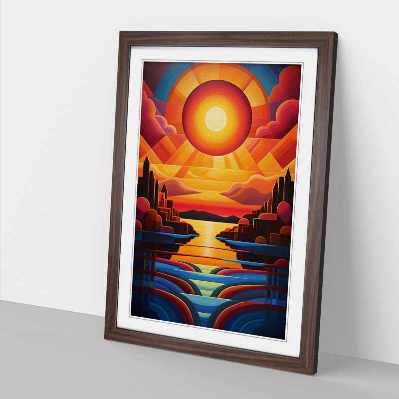 Single Picture Frame Print on Wood, Walnut Framed, 64cm H x 46cm W