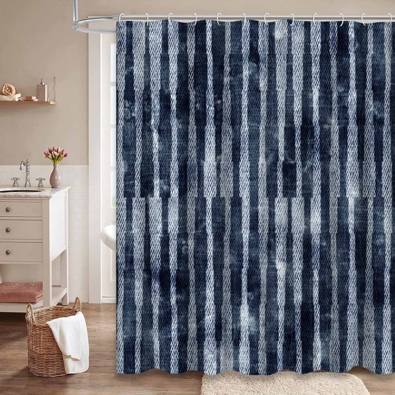 Rideau de douche bleu imperméable, rideaux de douche pour la salle de bain avec 12 crochets, L 72 po x l 72 po