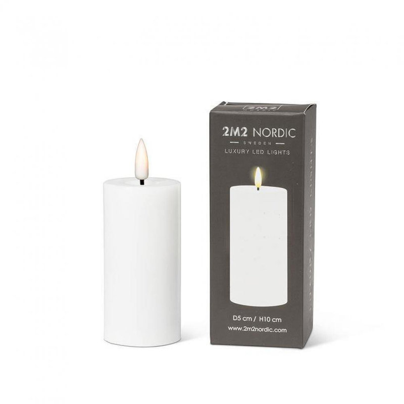 Bougie sans flamme et sans parfum, H 4 po x l 2 po x P 2 po, Blanc, 1